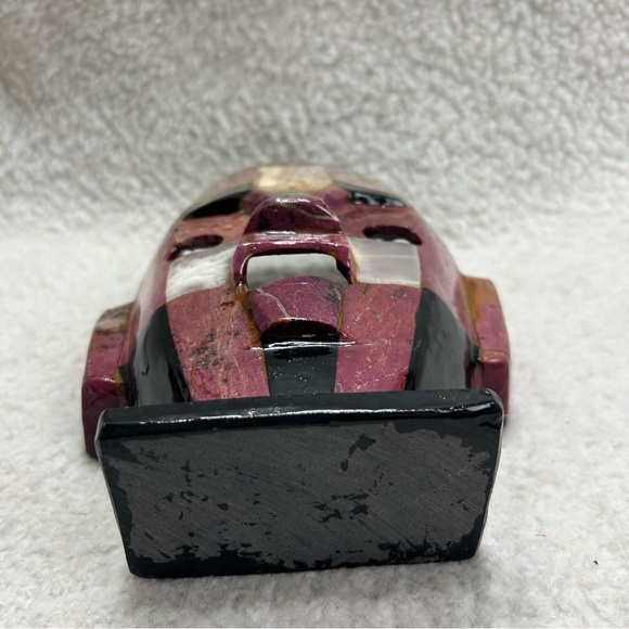 Aztec Mayan Mosaic muave black abalone burial death mask decor on stand 8.5" - Picture 7 of 15